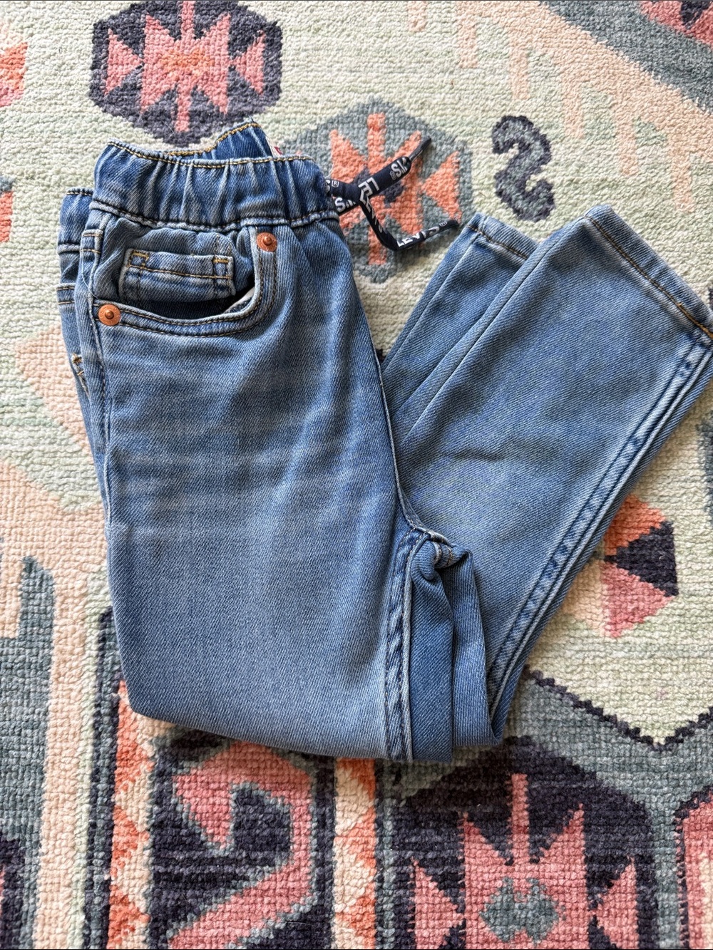 Levi's Kids Light Blue Elastic Waist Denim Jeans with Drawstring
